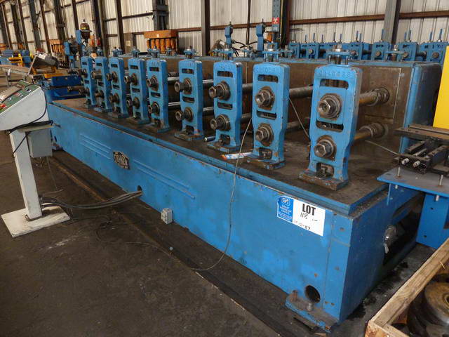 10 STND TISHKEN Stud & Track Roll Forming Line, 3 Spdl Dia, 21 Roll Space