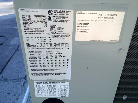 25 Ton TRANE VOYAGER AIR CONDITIONING UNIT, 2008,