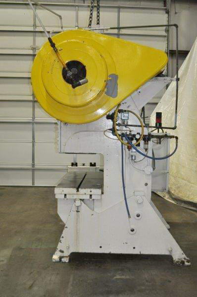 60 Ton JOHNSON Double Crank OBI Press, 4 Str, 15 SH, 56 x 22 Bed, 100 SPM