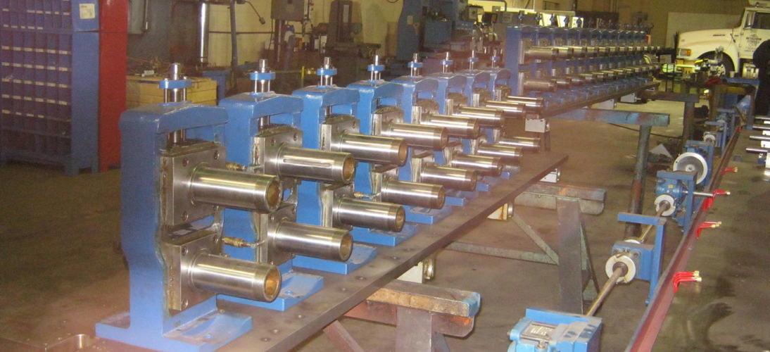 28-Stand TISHKEN Duplex Roll Former, 3 Spdl, 40 RS, 6-1/2 to 8-3/8 V, 14 H