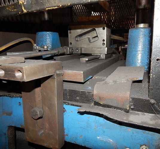 12 Ton TISHKEN (2) Post Cut-Off Press, 2-1/2 Str, 10 to 12 SH, 3-Way Adj Base