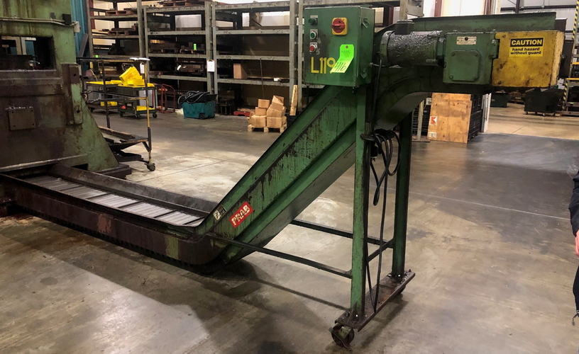 16 x 14' PRAB Scrap Conveyor, 8' Base Leg, 74 Rise, 2' Discharge