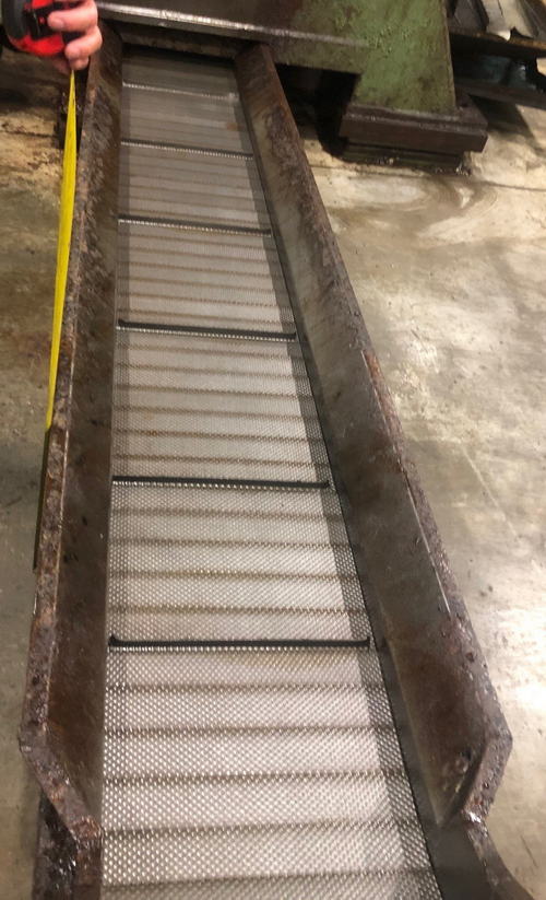 16 x 14' PRAB Scrap Conveyor, 8' Base Leg, 74 Rise, 2' Discharge