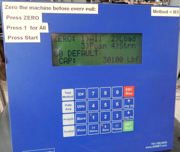 30,000 Lb TINIUS-OLSEN Electromatic EP2 Tensile Tester, (2) Load Cells/Admet Ctr