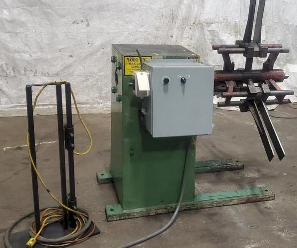 4,000 Lb DURANT Motorized Uncoiler, 16 to 20 ID, 60 OD, 24 Width