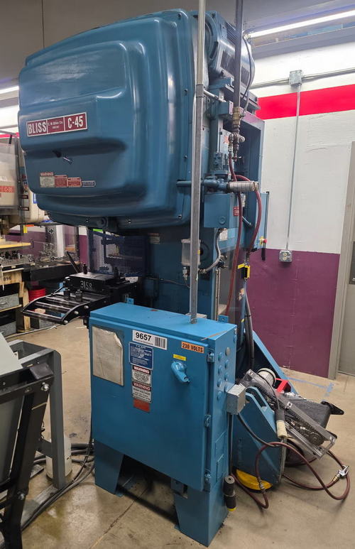 45 Ton BLISS OBI Press, 3 Str, 3 Adj, 12-1/4 SH, 30 x 19 Bed