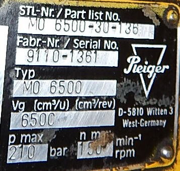 PLEIGER MO 6500-30-136 Hydraulic Rotary Motor, Removed from Running Machine