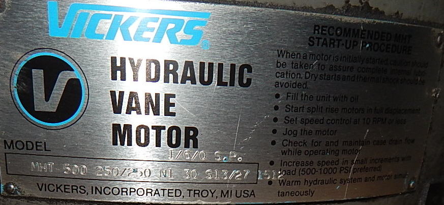 VICKERS MHT-500 250/250 N1 30 S13/27 1512 Hydraulic Rotary Motor