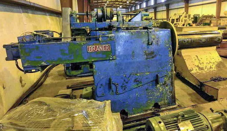 20,000 Lb BRANER Uncoiler, 16 to 20 ID, 51 Width, Sliding Base