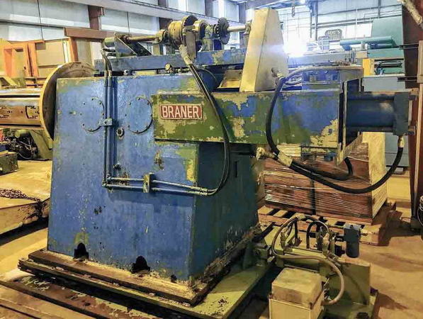 20,000 Lb BRANER Uncoiler, 16 to 20 ID, 51 Width, Sliding Base
