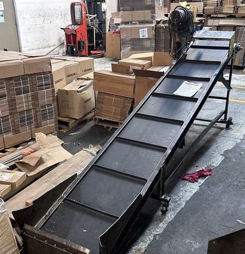20 W x 11' L Powered Cleated Rubber Belt Inclined Conveyor